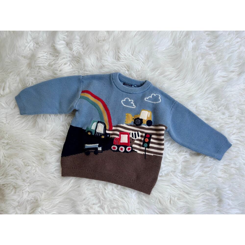 UK The Next Kids Rainbow & Trucks Knit Sweater - 18-24m